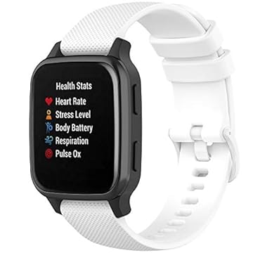 Compatível com pulseiras Garmin Venu Sq para homens e mulheres, pulseira de substituição de silicone de liberação rápida de 20 mm para Garmin Vivoactive 3 Music, Forerunner 245 645 (branco)