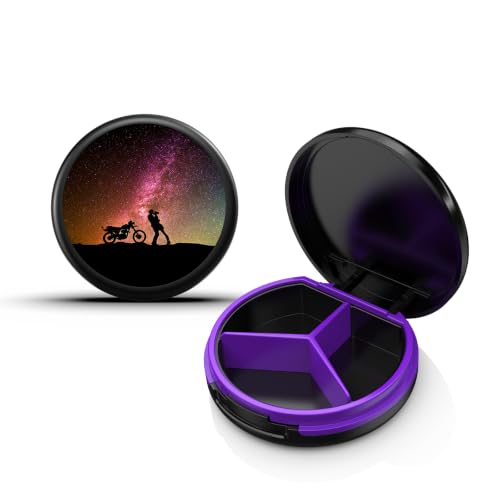 Image of Serfeymi Small Pill Case for Purse, Unique Artistic Patterns Travel Pill Box with 3 Compartments, Portable Mini Pill Organizer for Pocket, Decorative Pill Container for Purse - Black(Hug)