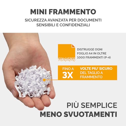 Fellowes distruggi documenti ibrido a miniframmento 100M, funzionamento automatico e manuale, 100 fogli, per casa e piccolo ufficio, distruggidocumenti silenzioso e con modalità riposo, nero - 5