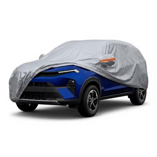Image of myTVS 100% Waterproof Car Body Cover for Tata Nexon - Custom-Fit, Double-Layer, UV & Dust Proof, Mirror Pockets & Elastic Clip Lock (CSK 7A)