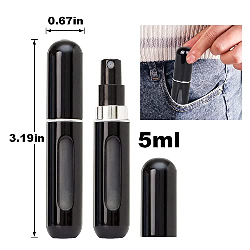 Mini frascos de perfume recarregáveis portáteis de 6 peças, pulverizador de perfume recarregável, es