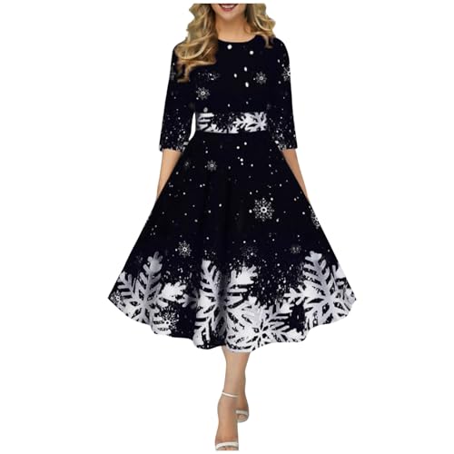 Robe de Noël rétro longue flocon de neige confortable et chic