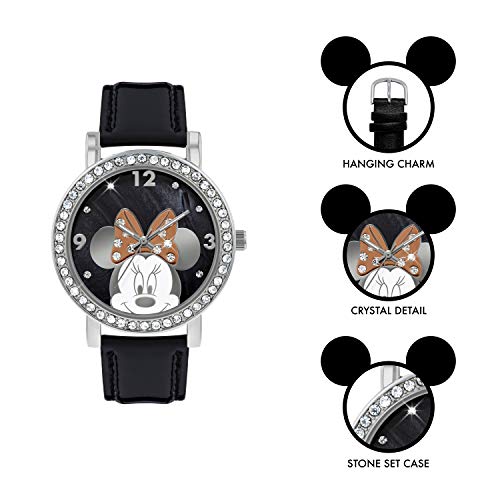 Minnie Mouse MN1148 Reloj Analógico Cuarzo para Mujer, correa en PU, blanco