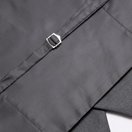 Image of Hi-Tie Men's Formal Suit Vest Solid Fit Vest for Men 3 Pockets V Neck Waistcoat Business Wedding Casual