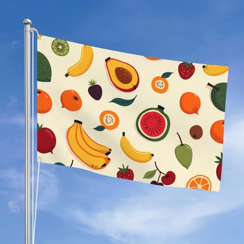 Drapeau d'extérieur double face fruits 1,2x1,8m en polyester pour jardin