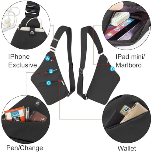 OSOCE Anti Theft Crossbody Chest Bag Casual Travel Bag, Small Sling Bag for Men and Women for Hiking