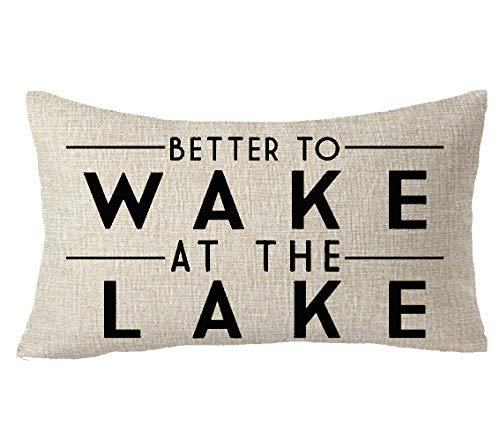 Feleniw Better To Wake At The Lake Adventure Awaits Cotton Linen Decorative Throw Pillow Cover Cushion Case Lumbar 12X20 Inches #TOP8