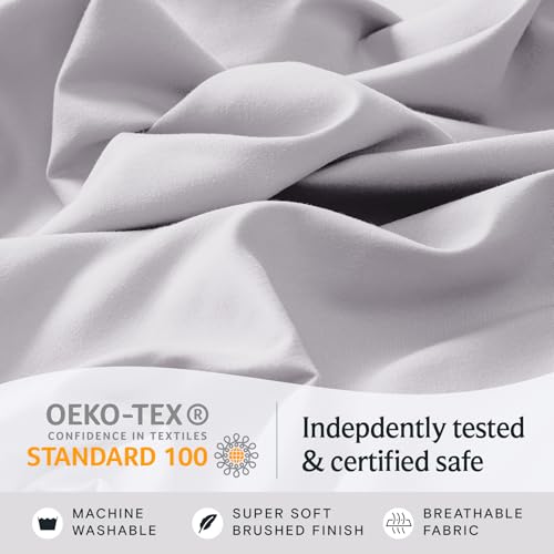 Image of LuxClub 5 PC Sheet Set Bed Sheets Deep Pockets 16 inch Eco Friendly Wrinkle Free Cooling Machine Washable Hotel Bedding Silky Soft - Dove Gray Split King