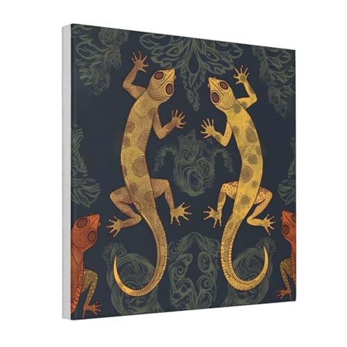 Impression sur toile lézard gecko tableau de décoration murale moderne encadré 40x40