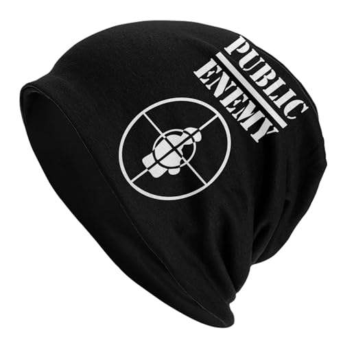 Salpica Public Enemy Unisex-Beanie-Mütze für Männer und Frauen, Winter-Strickmütze, Totenkopf-Strickmütze, Mütze