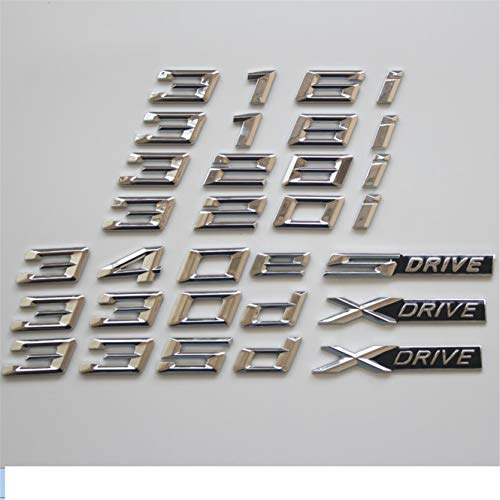 Chrome Letters Trunk Emblem Emblems Badges for BMW F30 F35 F80 F31 320i 330i 340i 318i 316i 328i 335i 330d 335d 340e XDrive (316i)