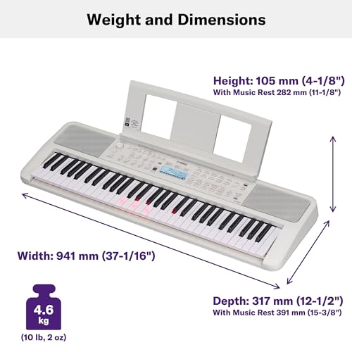 Image of Yamaha 61-Key Portable Keyboard with Lighted Keys for Easy Learning, Music Rest, and Power Adapter EZ310