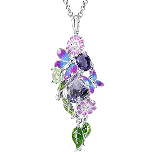 Collier papillon violet en argent véritable, le cadeau idéal pour femme
