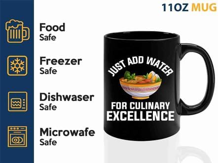 Ramen Coffee Mug 11oz Black -Just add water - Food Lovers chicken pumpkin vegan pantry spicy noodles image 4