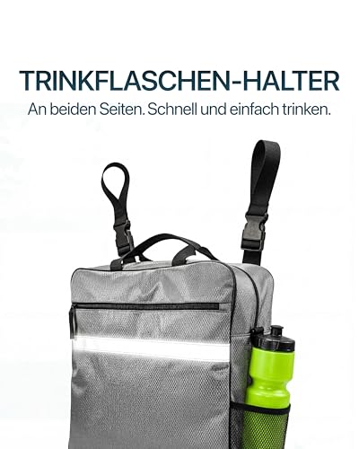 Hochwertige Rollstuhltasche Hinten – Rollstuhl Tasche mit Reflektoren und Trinkflaschen-Halter | Rollstuhlrucksack Universell Rollstuhl Zubehör mit Großem Stauraum