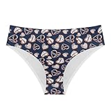 Hawapod Women's Panties Baseball Heart Print Daily Comfortable Seamless Panties Briefs Party Fashion Blue Low Rise Underwear for Women