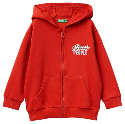 United Colors of Benetton Giacca C/CAPP M/L 3j68g503y Sudadera con Capucha, Rojo, 1 año Niños y Adolescentes