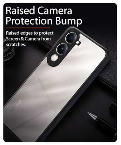 Image of WOW IMAGINE Shockproof Hybrid Back Cover for Vivo T4 lite 5G | iQOO Z10 lite 5G | Y04 4G | Y19 5G | Y19e | Hard Slim fit Back Case | PC & TPU | Clear Transparent Case - Black