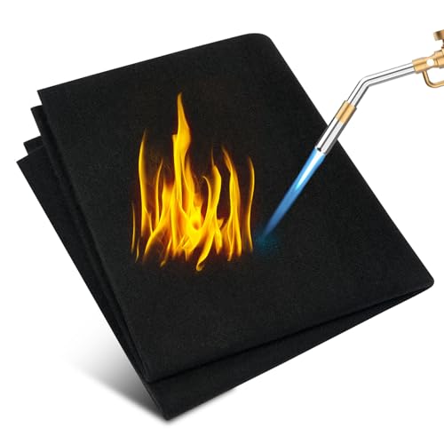 Flintronic Feuerfeste Unterlage, 50x50 cm - Hitzeschutzmatte hitzebeständig bis 982 °C-Sicheren Brandschutz, 5mm Stark Carbonfilz Feuerschutzmatte, für BBQ Grills, Camping, Schweißen, Kamin, Rasen
