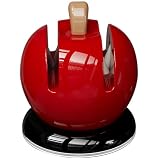 Apple-Shaped 2 Stage Kitchen Knife Sharpener with Tungsten Carbide and Ceramic Blades, Suction Cup Base, Easy to Use, Countertop Decor, Ideal Christmas Gift (Red)
