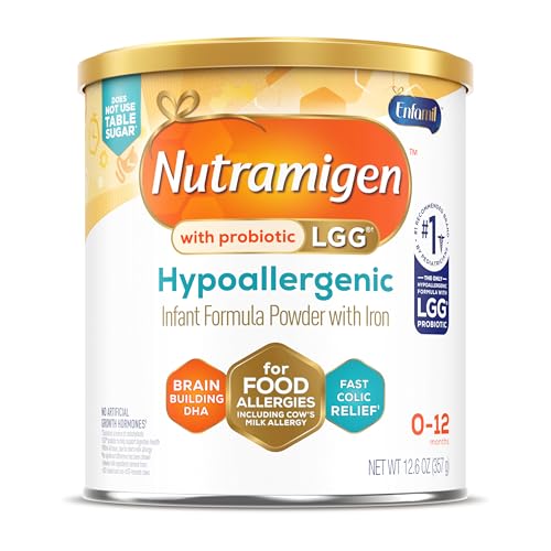 Enfamil Nutramigen Hypoallergenic Baby Formula with Iron, Lactose Free, Colic Relief from Cow's Milk Allergy Starts in 24 Hours, Brain Building DHA, Probiotic LGG for Immune Support, 12.6 Oz Can