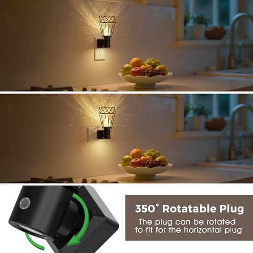 Image of L LOHAS LED Night Light, 2 Pack Night Lights Plug into Wall, 3000K Warm White, Farmhouse Plug in Light with Dusk to Dawn Sensor, for Bedroom, Bathroom, Kitchen, Hallway