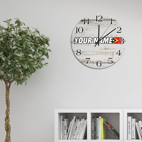 Horloge murale en bois Timor-Leste décoration rustique chic