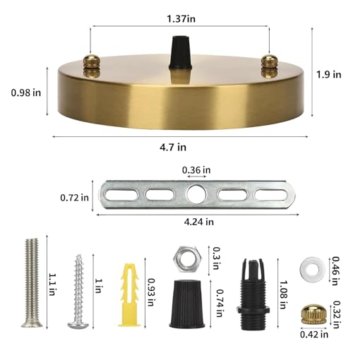 Image of Sangle Sopffy Pendant Light Canopy Kit, 4.7 Inches Ceiling Lighting Canopy Kit with All Mounting Hardware Modern Chandelier Ceiling Plate Cover for Pendant Lighting Fixtures (Brass, 4.7 inch)