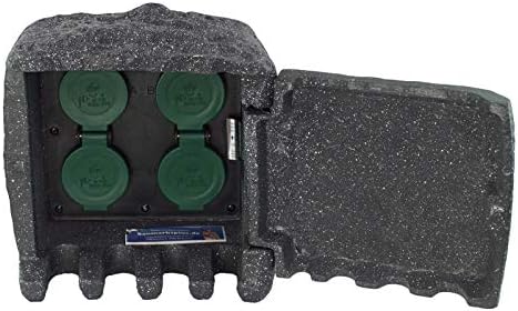 Gartensteckdose Stein Außensteckdose Dunkelgrau 2m Kabellänge 4 Steckdosen Mehrfachsteckdose Steckerleiste Steinsteckdose