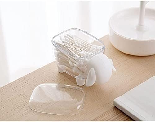 JYYBN Cotton Swab Storage Box with Lid Transparent Cotton Swab Cosmetic Small Box Desktop Cotton Swab Box Makeup Cotton Box Finishing Box (Color : White)