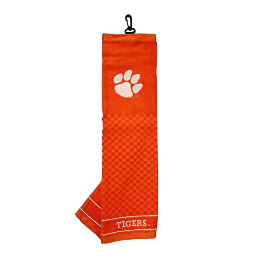 Team Golf NCAA Clemson Tigers Embroidered Golf Towel Embroidered Golf Towel, Checkered Scrubber Design, Embroidered Logo