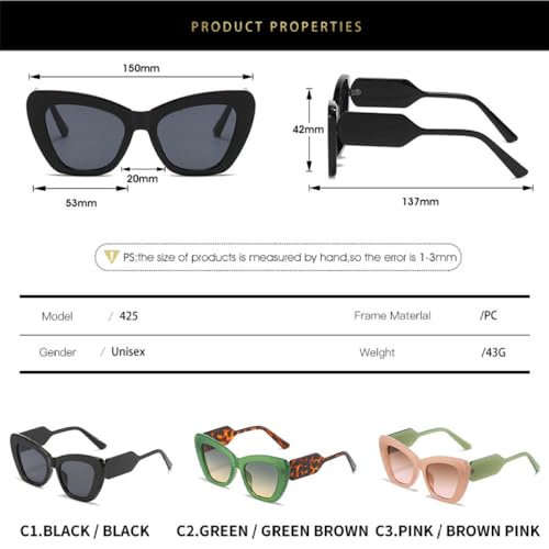 Lunettes de soleil oeil de chat léopard clair vintage et surdimensionnées - 7