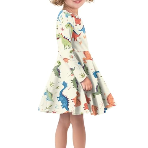 Kids Dress 3-14T Girls Long Sleeve Dresses Swing Twirly Dress Fall Outfits4