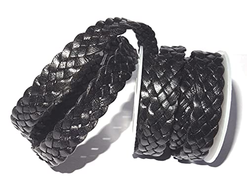 Cords Craft, 12Mm 5 Ply Flat Braided Leather String Bolo Cord, Lace For Jewelry Making, Bracelets, Necklaces, Wraps, Crafts And Hobby Projects (Vintage Black, Roll Of 2 Meters) #TOP3