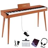 KUMENG digital Piano 88 Key Semi Weighted Keyboard,Full-size Electric Piano for Beginners,with Sheet Music Stand,Pedal,Power Adapter,Headphone Mode,USB-MIDI (KU-3506 Digital Piano with Stand)