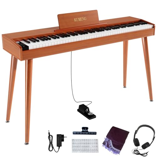 KUMENG digital Piano 88 Key Semi Weighted Keyboard,Full-size Electric Piano for Beginners,with Sheet Music Stand,Pedal,Power Adapter,Headphone Mode,USB-MIDI (KU-3506 Digital Piano with Stand)