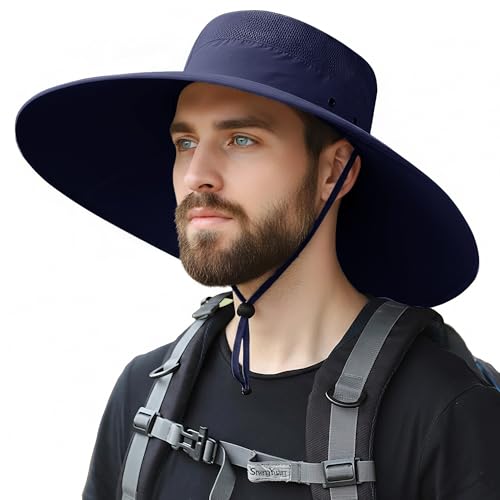 Image of HUAMULAN Wide Brim Sun Hats Men and Women Bucket Safari Fishing Hat for Hiking Garden Lawn Work Camping Outdoor