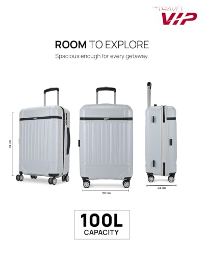 Image of VIP Bastion Large Polycarbonate Hard Case 8-Wheel Trolley Bag, Silver