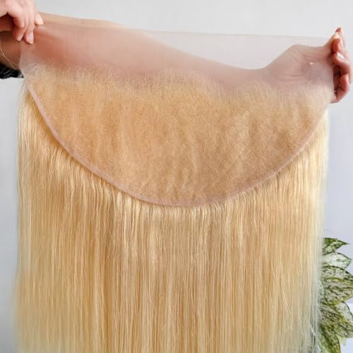 Johlua 613 Blonde 13x6 HD Lace Frontal Straight Human Hair 12A Brazilian Virgin Remy Hair Free Part Blonde Frontal For Black Women Pre Plucked With Baby Hair 150% 16 Inch