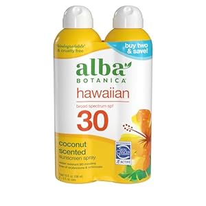 Alba Botanica Hawaiian Coconut Sunscreen, Spray Broad Spectrum SPF 30 Sunscreen, Water Resistant and Biodegradable 5 fl oz Bottle (Pack of 2)