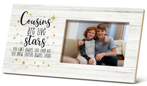 Image of SRADMO Cousin Gifts for Women - Cousins Picture Frame, 12x6 inch Wooden Tabletop Photo Frame