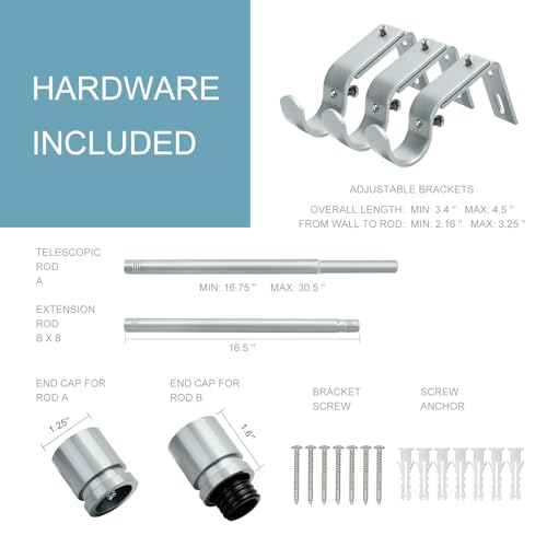 Image of Byondeth Curtain Rods for Windows 16 to 144 Inches Adjustable Length 1 Inch Diameter Window Curtain Rod with Aluminium End Cap, Silver