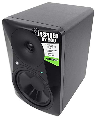 Mackie MR824 8 85 Watt Powered Active Studio Monitor Class A/B Bi-Amped Speaker Bundle with Rockville PRO-M50 Studio Headphones w/Detachable Coil Cable, Case with Extra Ear Pad