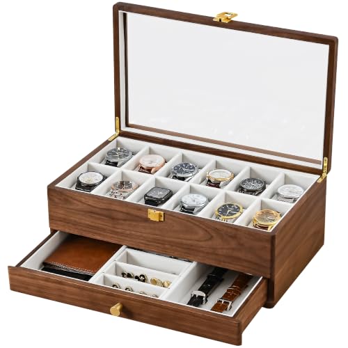 Black Walnut 12 Slot Display Case with Drawer