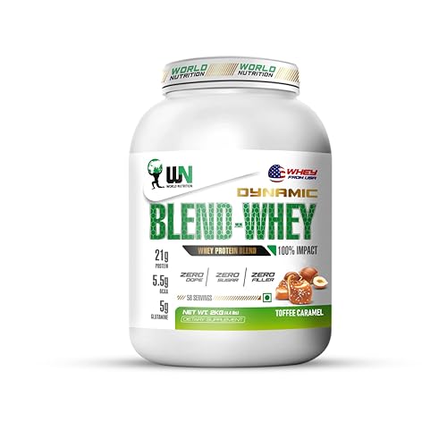 Image of Dynamic Blend Whey Protein | 21g Protein, 5.5g BCAA & 5g Glutamine | Muscle Building, Recovery, Lean Mass & Strength Support | Toffee Caramel Flavor - 2kg