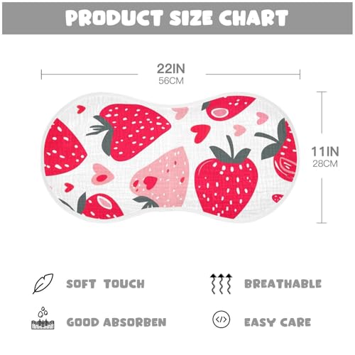 2 Pack Baby Burp Cloths, Soft Absorbent Burping Cloths for Babies, Cotton Milk Spit Up Rags, Large Size for Newborns, Baby Boys and Girls (Cute Strawberries)4
