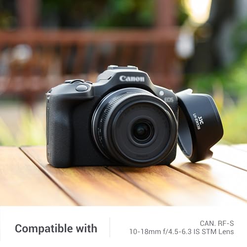 Image of Tulip Lens Hood for Canon RF-S 10-18mm f /4.5-6.3 is STM Lens, Reversible Lens Shade Protector Replaces Canon EW-53B, Compatible with 49mm Filter or Lens Cap