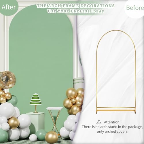 Image of SoarDream Sage Green Wedding Arch Backdrop Cover 6.6FT Spandex Fitted Sage Green Wedding Arch Covers Round Top Chiara Arches Backdrop Cover Fabric for Birthday Balloon Party Decoration