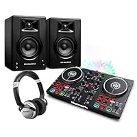 Anfänger DJ Set - DJ Controller Set mit DJ-Lichtern, Aktive 120-Watt Lautsprecher und Einsteiger DJ Kophörer