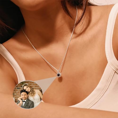 DayOfShe Personalized Necklaces for Women Bridesmaid Gifts Photo Projection Necklace with Picture Inside Bubble Necklace Wedding Gifts3